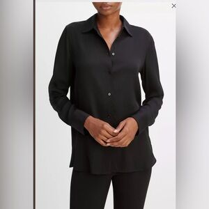 Vince silk Slim Fitted Stretch-Silk Blouse in black